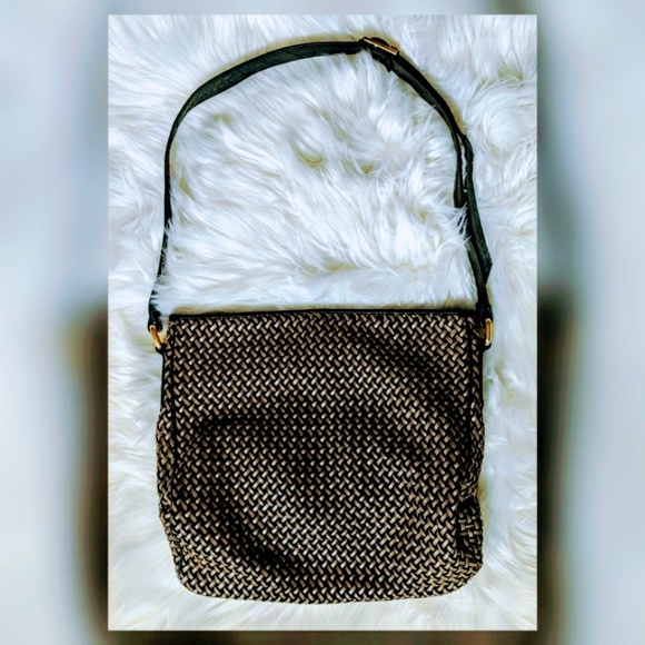 Ganson Handbags - Ganson GENUINE Leather Woven Shoulder Bag